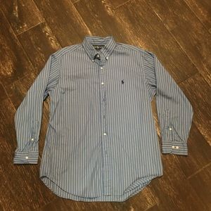Ralph Lauren Blue/White Striped Button Down Shirt